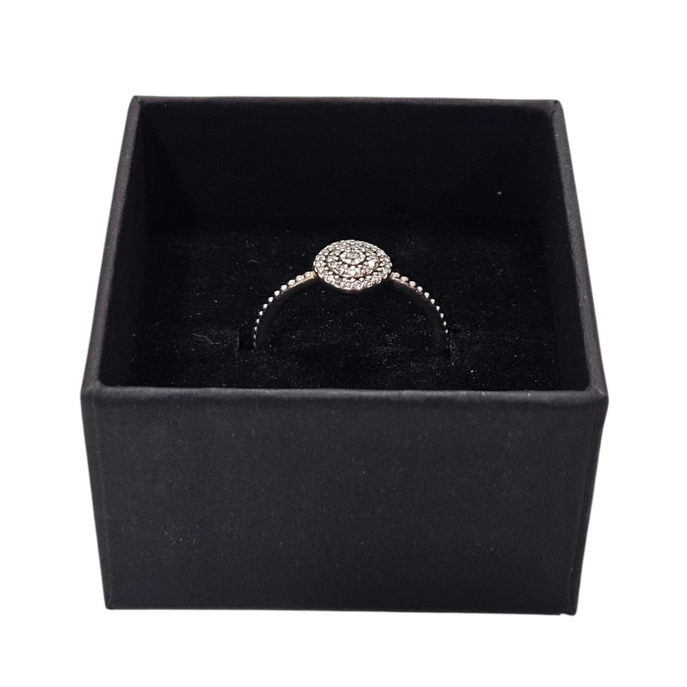 Pandora Sterling Silver Pavé Halo Ring Size 52 US 6